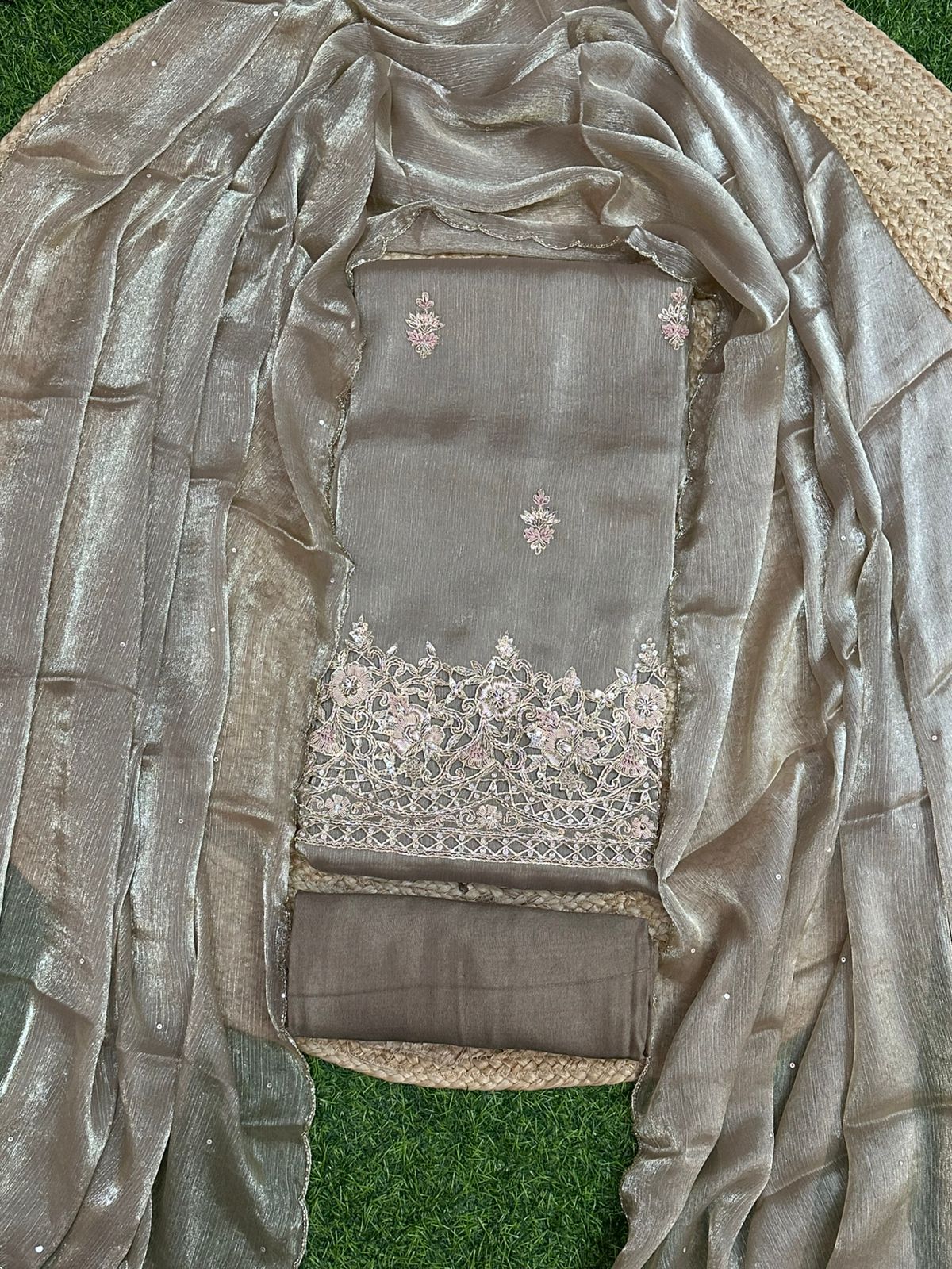 Crush Tissue with Cutwork Ghera Salwar Set