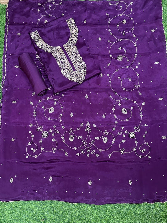 Black Zardosi Neck Liner Salwar Set with Jal Dupatta