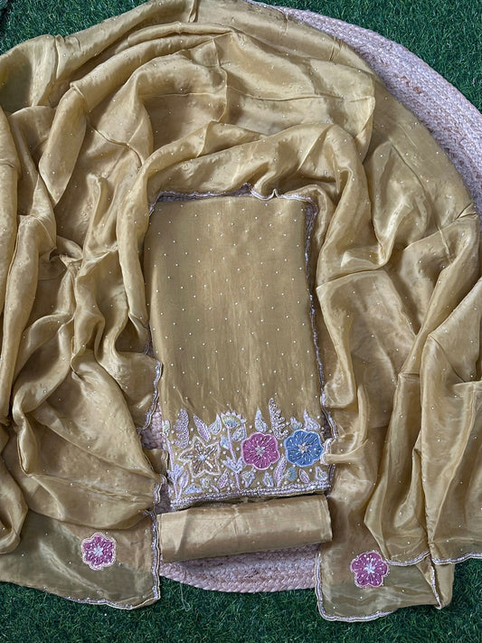 Silk Salwar Set with Daman Applique Work